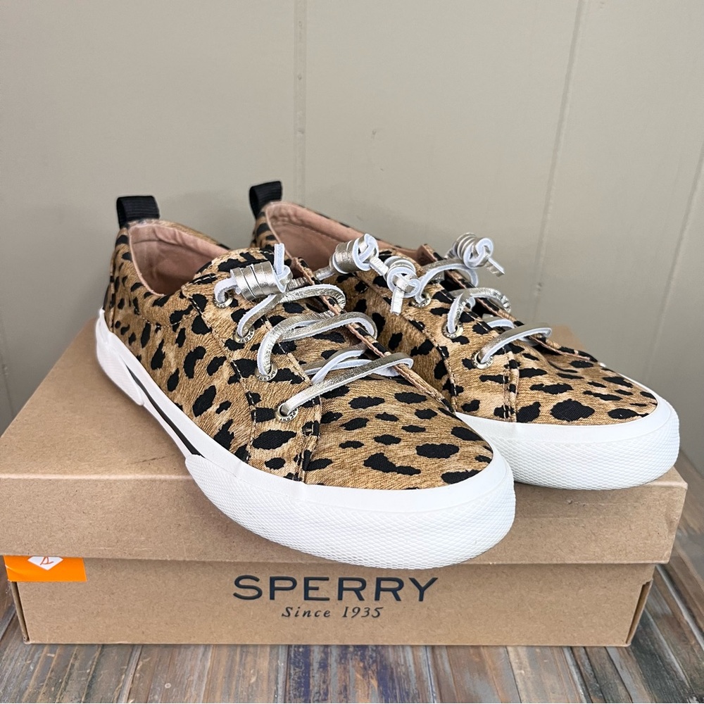 SPERRY Women’s Pier Wave LTT Cheetah MLT Memory Foam Slip On Sneakers 6.5M